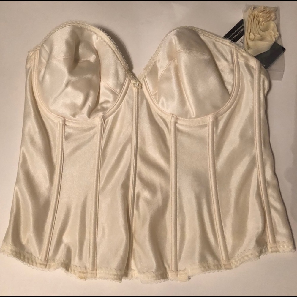 Dominique Smooth Satin Brasselette Bustier Ivory